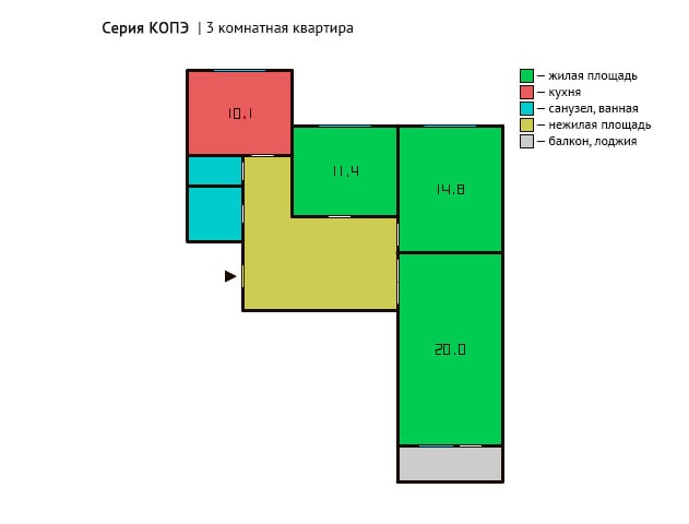 Трёхкомнатная квартира